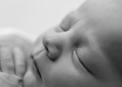Black & White Newborn Baby Nose Close Up